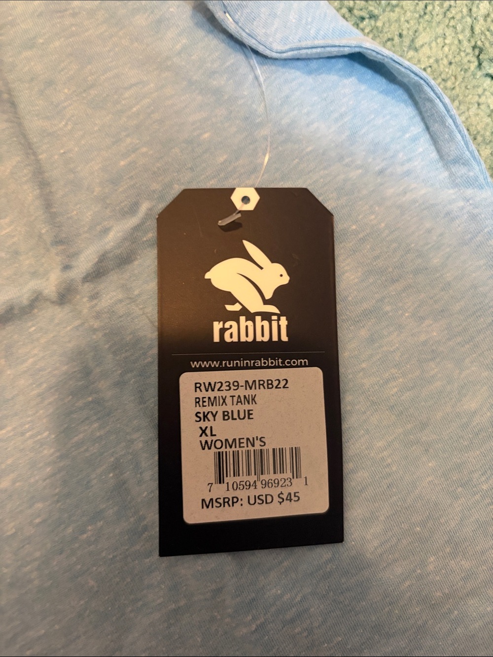 rabbit MOTHER RUNNER Light Blue Racerback Tank - Picture 2 of 3